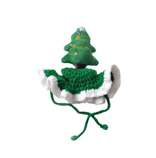 Christmas Tree Pet Head Cover Crocheted Hand-woven Cat Dog Hats Pets Products